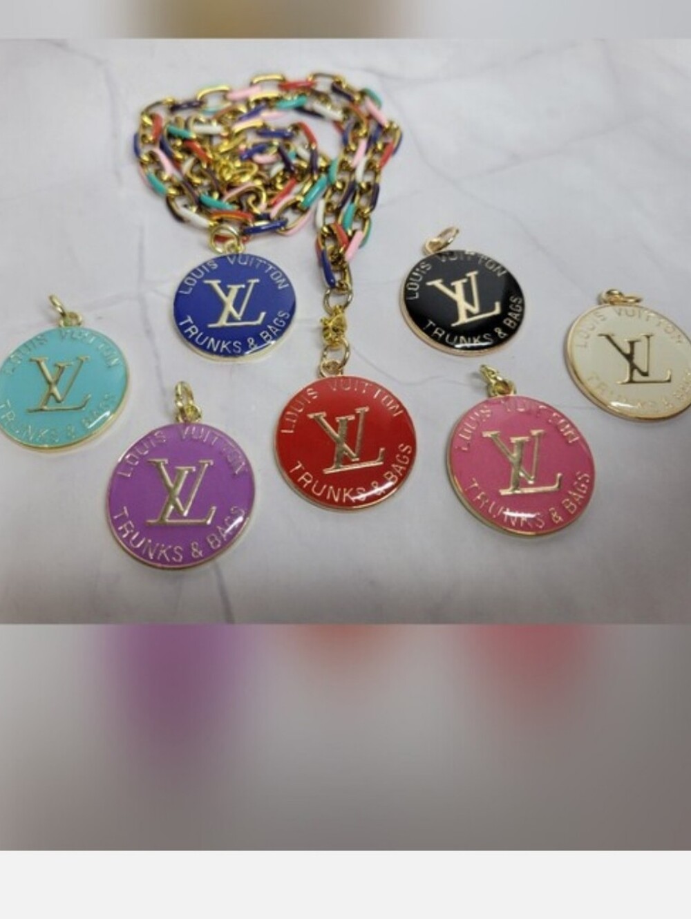 7 Piece Bundle Gold/Enamel 25mm Trunks & Bags Zip Pull/pendants